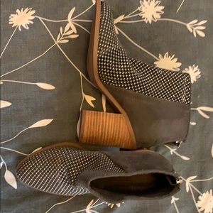Silver high heel booties